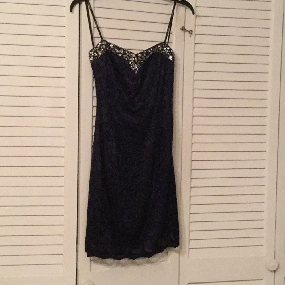 **FREE SHIPPING** Strapless Navy blue dress